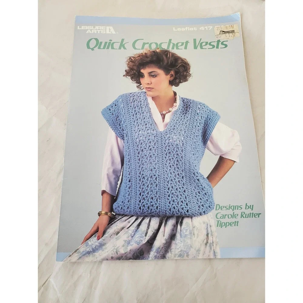 Leisure Arts Leaflet 417 Quick Crochet Vests Pattern Carole Rutter Tippett 1986 - Picture 1 of 4